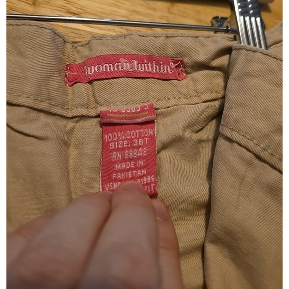 Woman Within Beige Straight Leg Classic Fit High Rise Casual Pants Womans Sz 38T - Picture 4 of 4